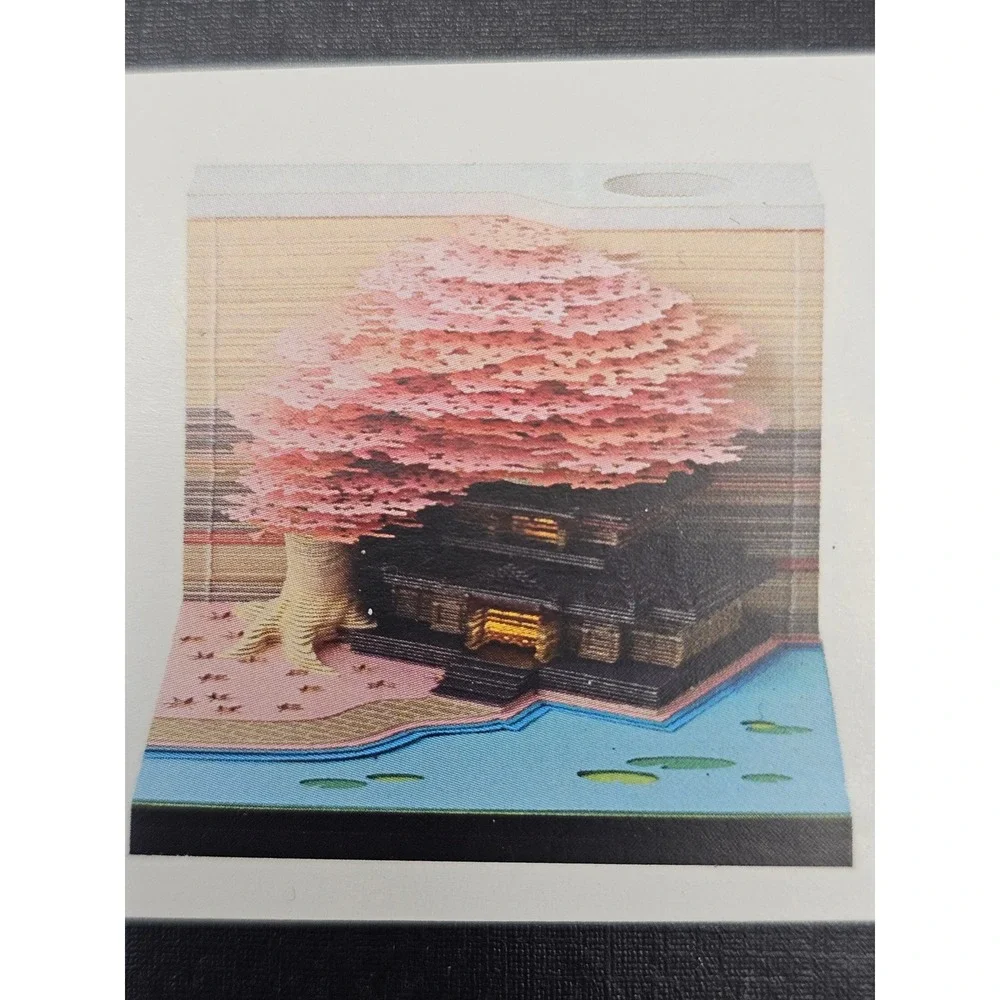 3D Memo Pad Paper Carving Art Tree House Notepad with Light Desk Pen Holder Gift